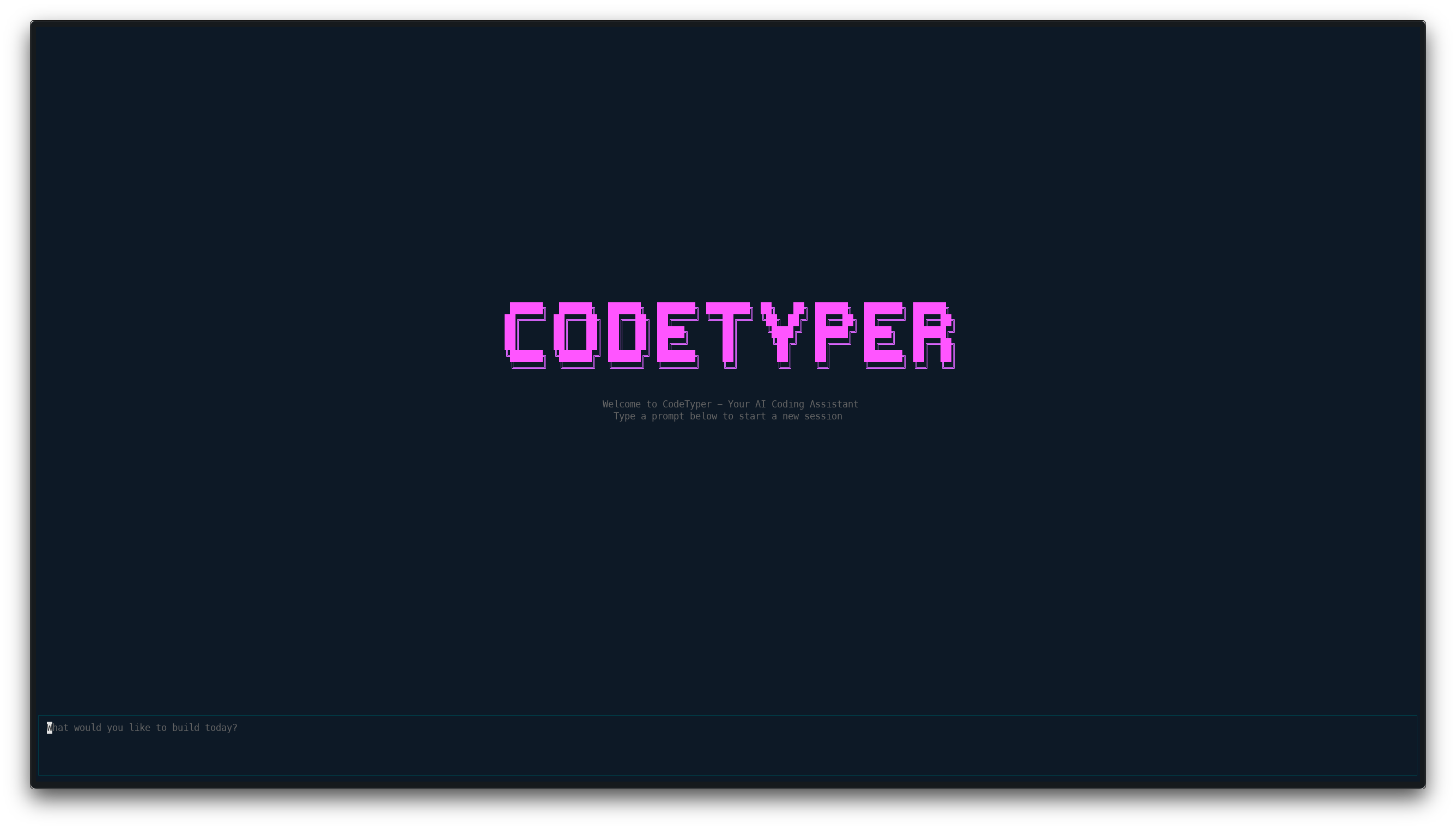 CodeTyper Welcome Screen